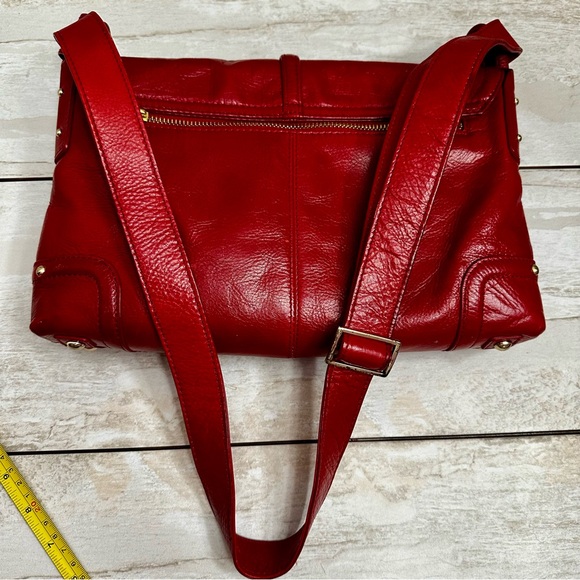 Eileen West Red Shoulder Bag Brass Hardware Coin Purse Vintage Vibe Classic Rich - Picture 9 of 16